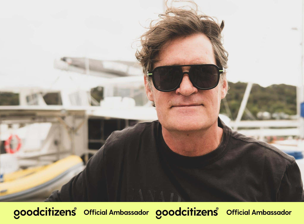 Craig leeson film maker and good citizens ambassador wearing his glasses at a boat marina