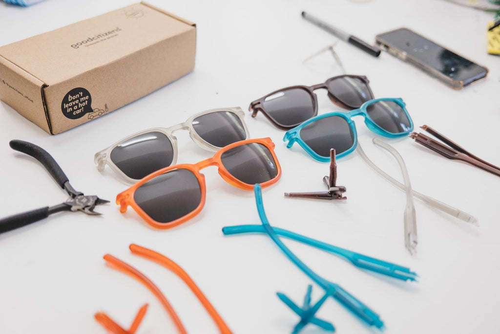 eyewear frames being made on a table top
