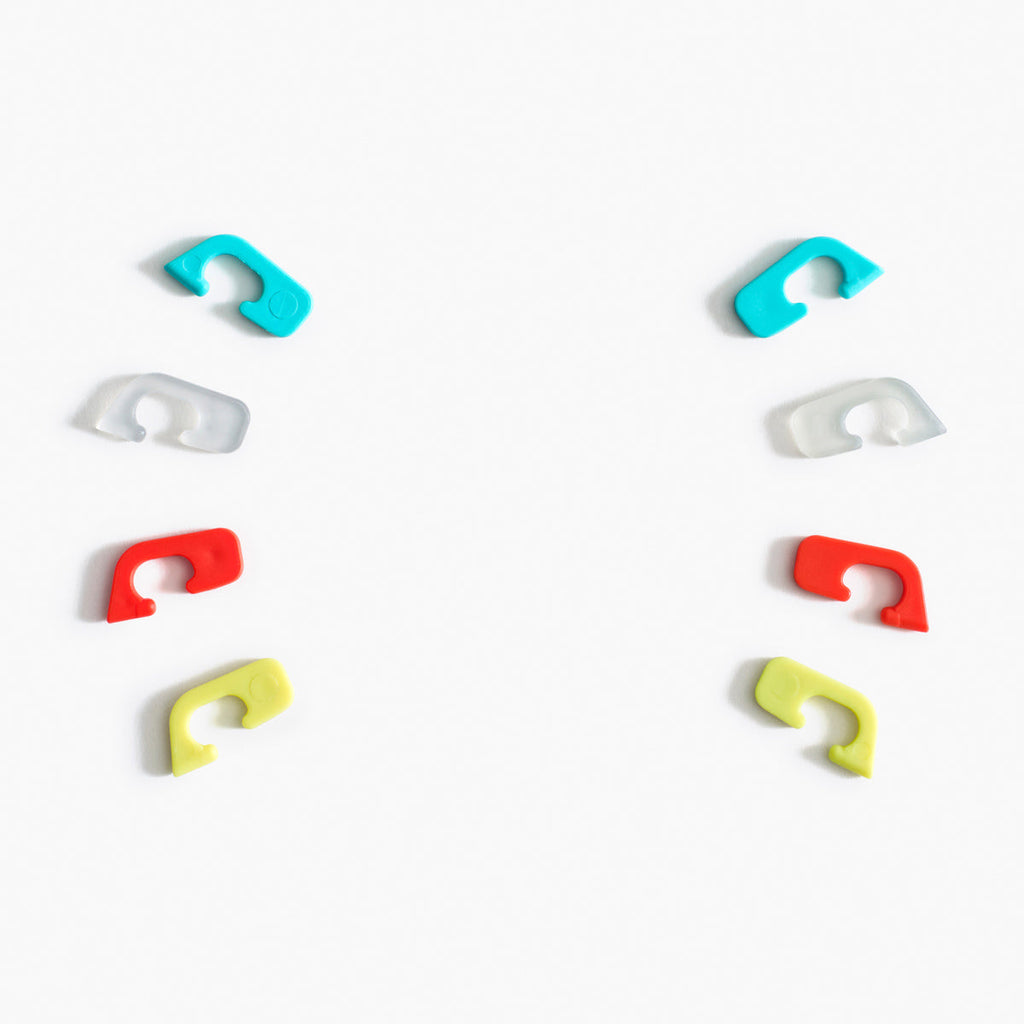 all four colours, pink, blue, yellow and clear hinges that customise the good citizens frames