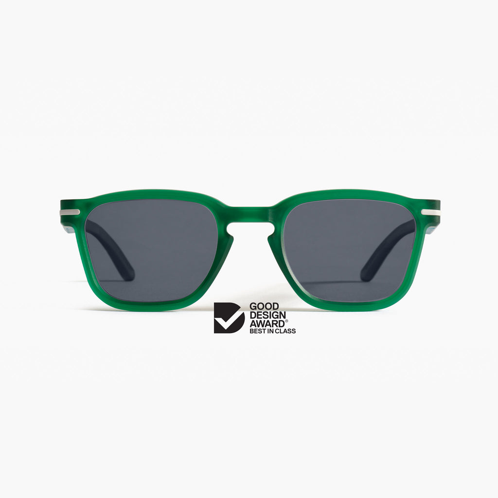 Good Citizens 100% recycled green wayfarer sunglasses. untrash the planet