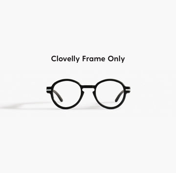 Front view of Good Citizens black frame, high lighting the stylish, eco-friendly design and 100% recycled plastic frames