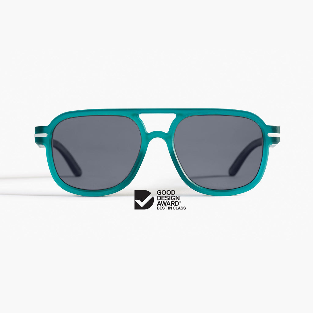 Made in Australia, Good Citizens blue aviator sunglasses with polarised Carl Zeiss lenses, made from 100% recycled plastic