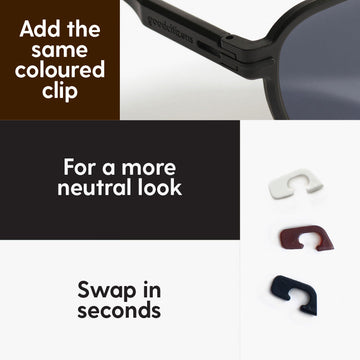 Montage showing all the different matching coloured clips in the 100% recycled good citizens frames