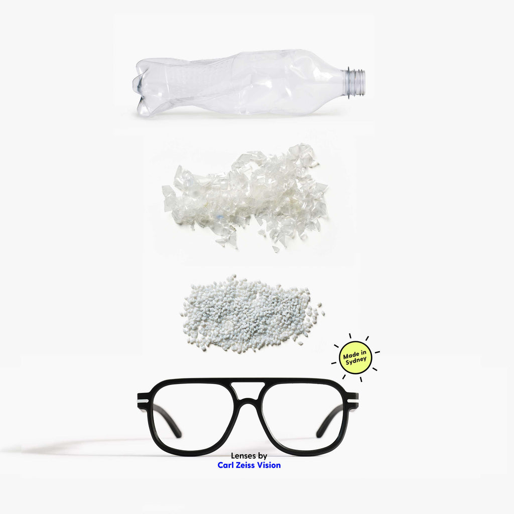 Good citizens plastic bottle into a pair of reading glasses