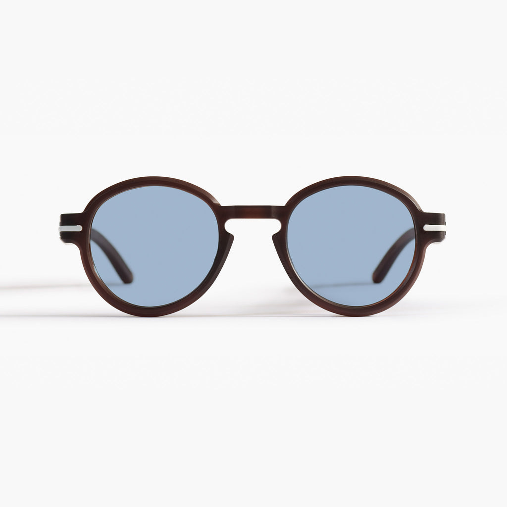 Good Citizens round cola sunglasses with zeiss blue tint lenses