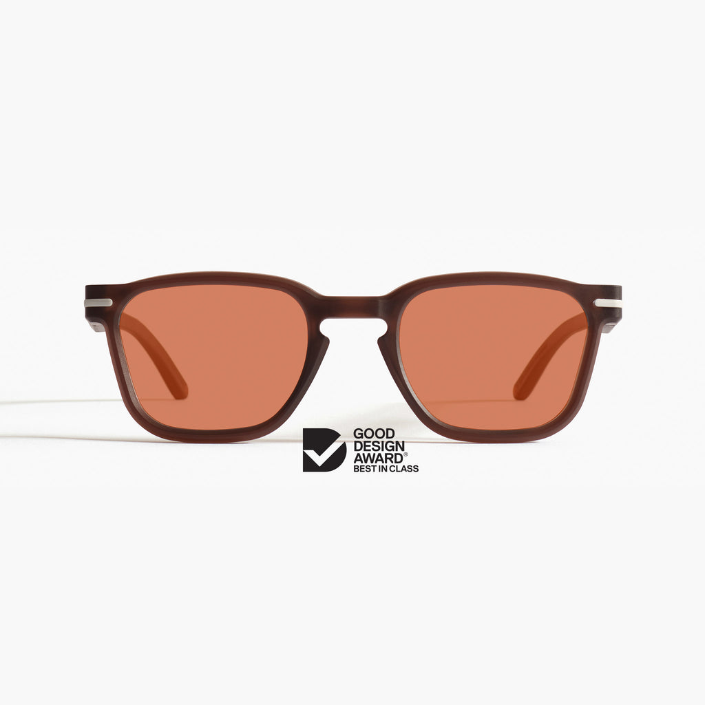 Good Citizens 100% recycled orange lens cola wayfarer sunglasses