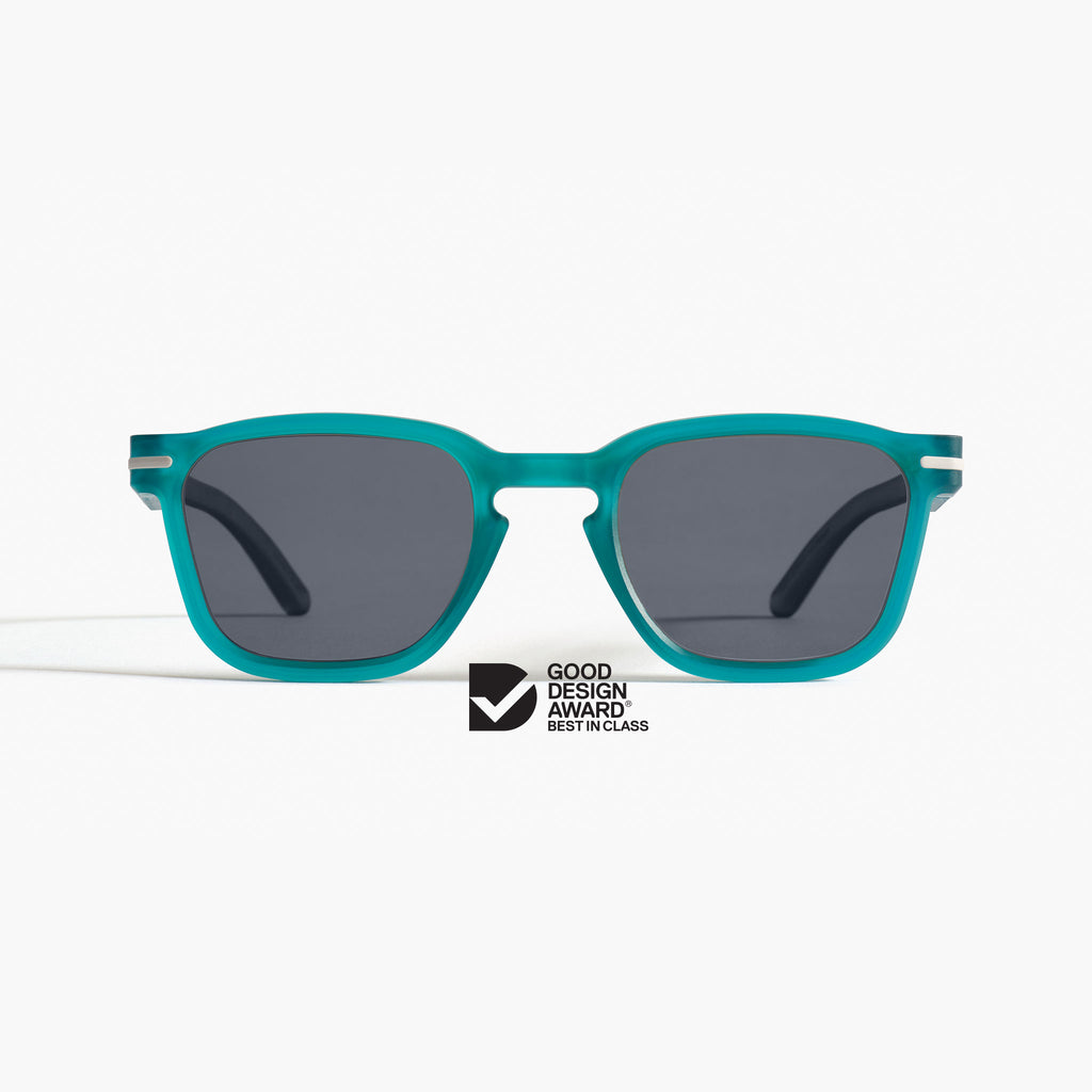 Good Citizens 100% recycled aqua blue wayfarer sunglasses